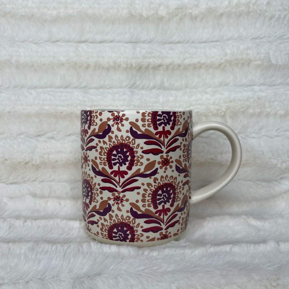 Opalhouse mug cream orange purple stoneware EUC